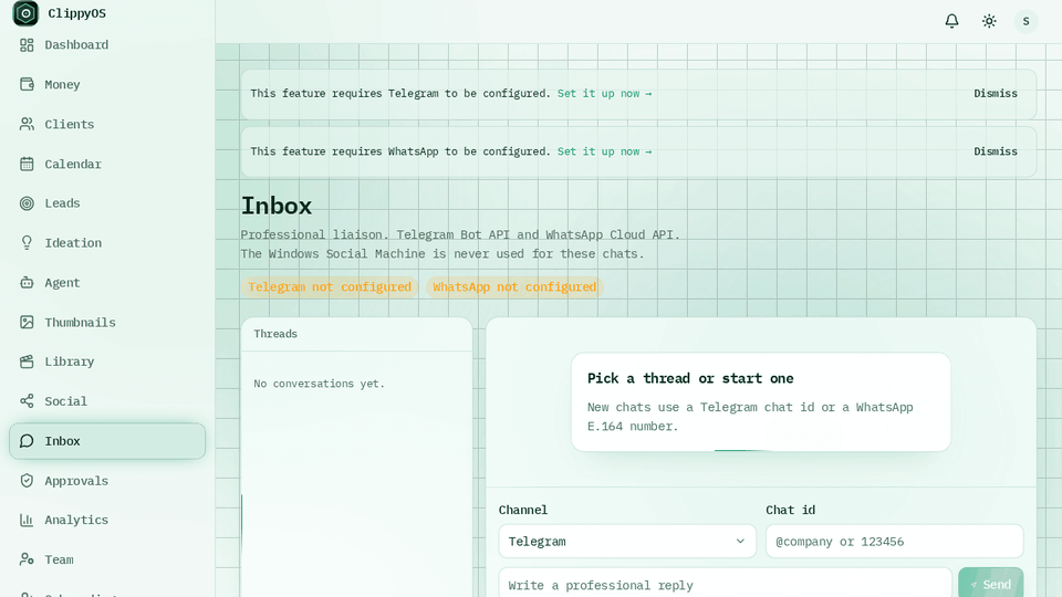Inbox in ClippyOS
